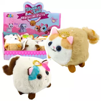 LEAN TOYS Plush Kitten Mascot with Waggly Tail Brown and White