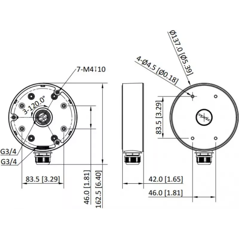 Hikvision DS-1280ZJ-PT6-Y ühenduskarbi kinnitusklamber, must, alumiiniumisulam, ilmastikukindel, sise-/välispaigaldus