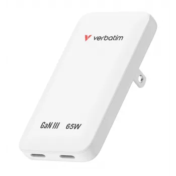 Verbatim Slim GaN laadija 2 porti 65W (EL/UK/USA) Valge