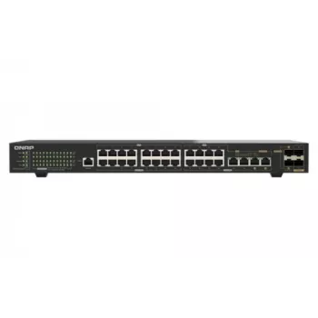 QNAP QSW-M2130P-2C2S26T 26-pordiline 2.5GbE PoE++ haldatav Layer 2 riiulisse paigaldatav lüliti, 2x 10GbE SFP+ ja 2x 10GbE kombopordiga, 370W PoE eelarvega