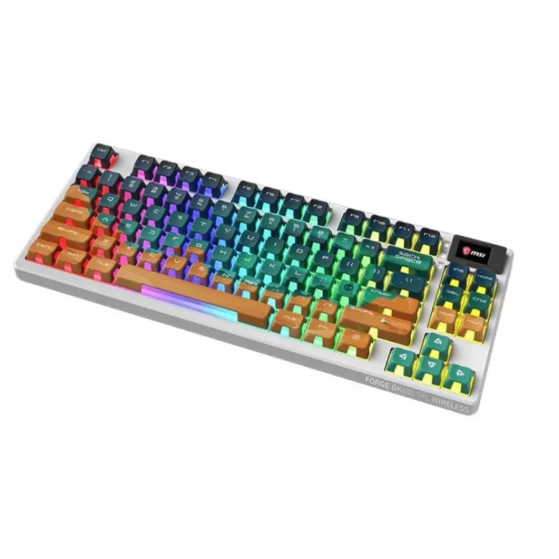 MSI Forge GK600 TKL traadita mehaaniline mänguklaviatuur - Mars US ANSI, kolme režiimiga, vahetatavate Forge lülititega, RGB taustvalgustusega, PBT klahvikorkidega