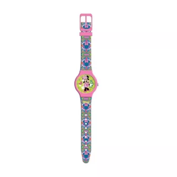 PULIO analoogkell plekk-karbis - Disney Minnie Mouse, roosa PU-nahast rihm, kvartskell, 30mm metallisulamist korpus, veekindel, tüdrukutele 6+