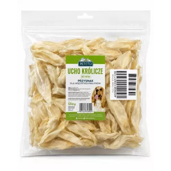 PTI PETITTO Küülikukõrva koeramaius, karvavaba, 500 g