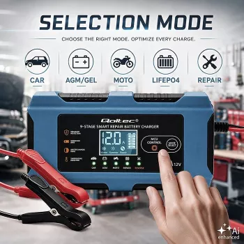 Qoltec 52669 Intelligentne akulaadija 12V 6A remondifunktsiooniga AGM GEL LiFePO4 jaoks