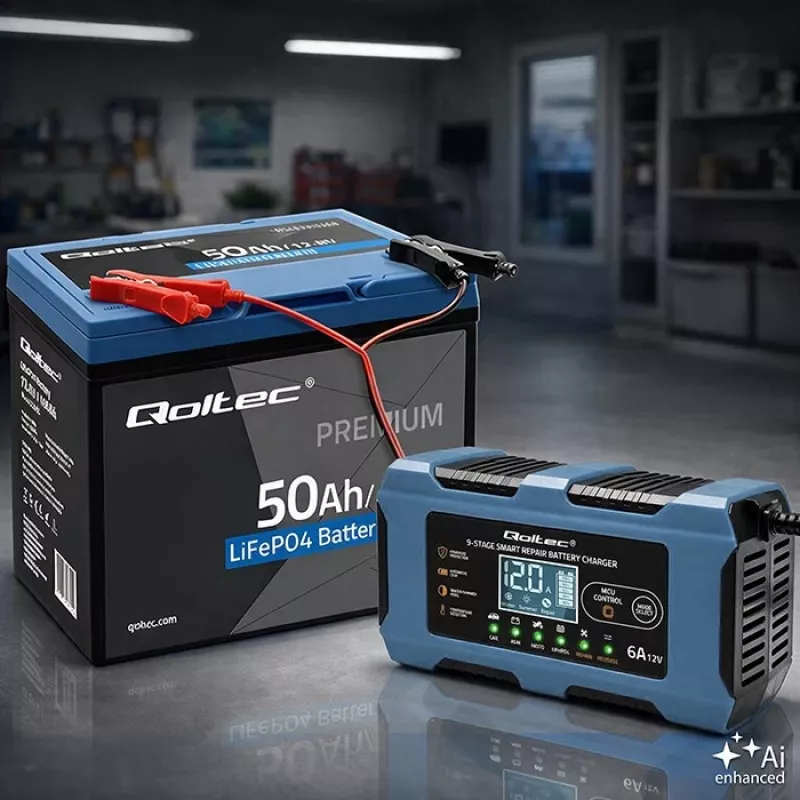Qoltec 52669 Intelligentne akulaadija 12V 6A remondifunktsiooniga AGM GEL LiFePO4 jaoks