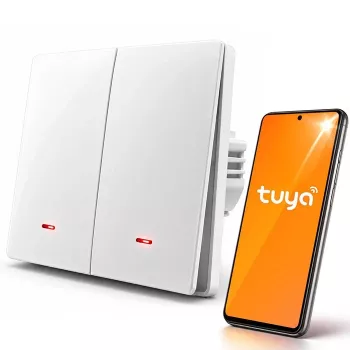 QOLTEC nutikas WiFi 2-kohaline taimeriga lüliti Tuya valge