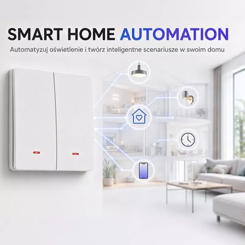 QOLTEC nutikas WiFi 2-kohaline taimeriga lüliti Tuya valge
