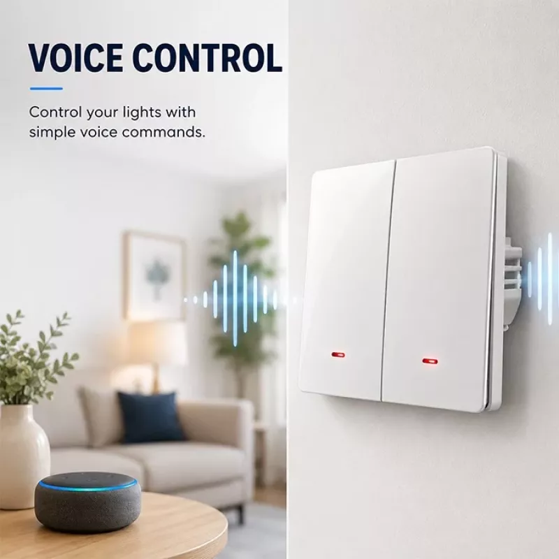 QOLTEC nutikas WiFi 2-kohaline taimeriga lüliti Tuya valge