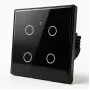 Qoltec Smart Touch Light Switch 4-Gang Wi-Fi Timer Tuya | Karastatud klaas | Valge