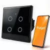 Qoltec Smart Touch Light Switch 4-Gang Wi-Fi Timer Tuya | Karastatud klaas | Valge
