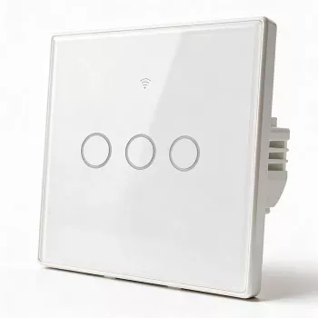 Qoltec nutikas puutetundlik valguslüliti 3-kohaline Wi-Fi taimer Tuya valge