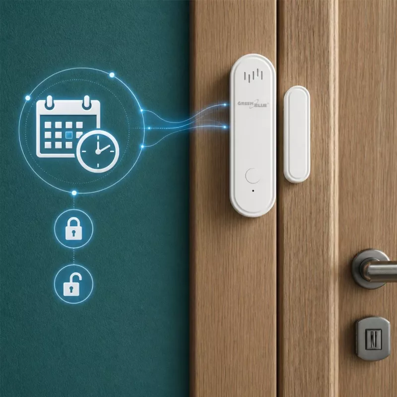 GREENBLUE GB478 juhtmevaba WiFi ukse-/aknaandur – nutikas magnetkontakt, Tuya & Gosund rakendus, Alexa/Google, patareitoide, valge