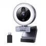 UGREEN 2K QHD veebikaamera LED-täitevalgusega ja sisseehitatud mikrofoniga, 30fps, USB 2.0, autofookus, 80° vaateväli, klipp- ja statiivikinnitusega, must