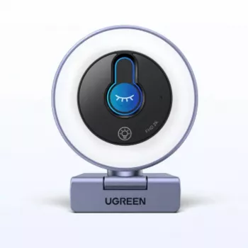 UGREEN 2K QHD veebikaamera LED-täitevalgusega ja sisseehitatud mikrofoniga, 30fps, USB 2.0, autofookus, 80° vaateväli, klipp- ja statiivikinnitusega, must