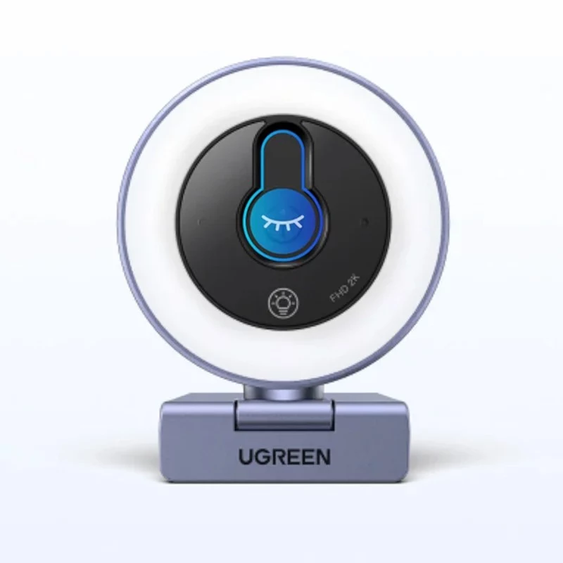 UGREEN 2K QHD veebikaamera LED-täitevalgusega ja sisseehitatud mikrofoniga, 30fps, USB 2.0, autofookus, 80° vaateväli, klipp- ja statiivikinnitusega, must