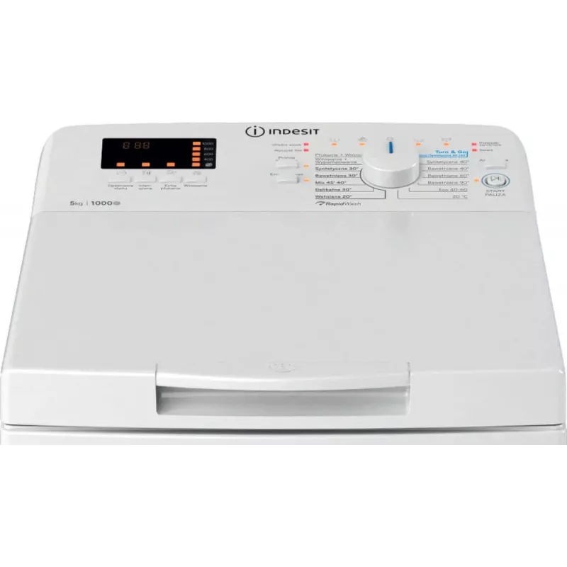 Indesit BTWS50400PLN pealtlaetav pesumasin, 5 kg, 1000 p/min, valge, energiaklass E