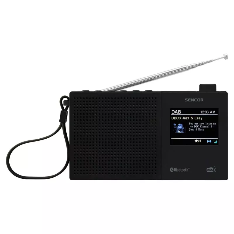 SENCOR SRD 7790B DAB+ raadio FM, Bluetooth, USB, 2,4-tollise LCD-ekraani ja laetava akuga