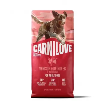 CARNILOVE ACTIVE kuivtoit koertele, ulukiliha (hirv, põhjapõder, metssiga), aktiivsetele täiskasvanud koertele, kõik tõud, 12 kg
