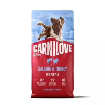 CARNILOVE ACTIVE koeratoidu kuivtoit lõhe ja kalkuniga kutsikatele 12 kg