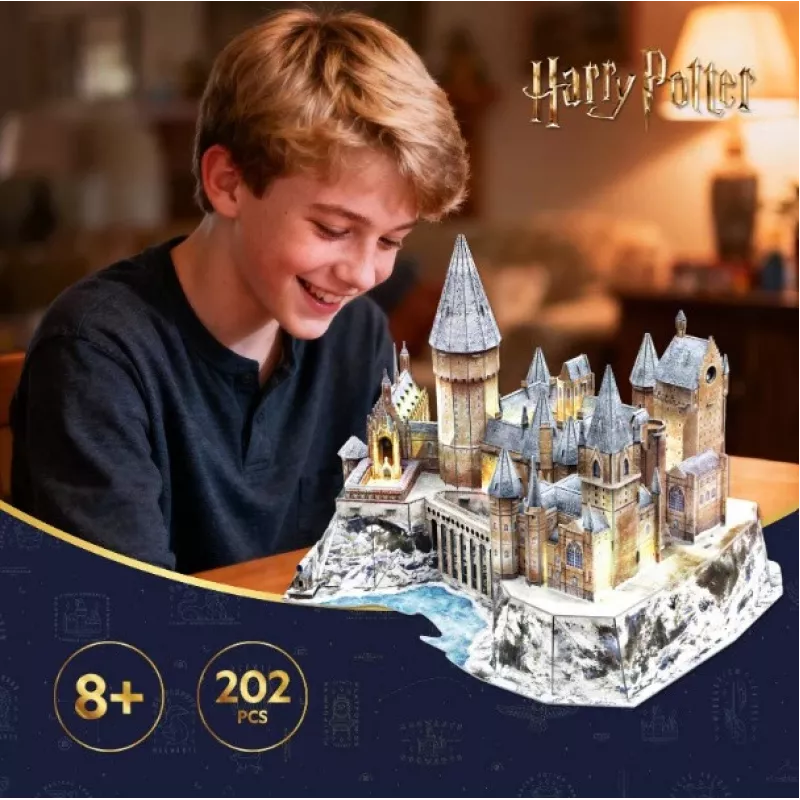CUBIC FUN 3D-pusle Harry Potter Sigatühi Suur saal ja Astronoomiatorn LED-tuledega – 850 tükki, kollektsioneeritav mudelikomplekt