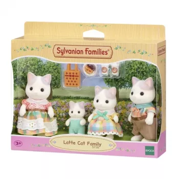 EPOCH Sylvanian Families Milk Cat Family - 4 kollektsioneeritavat fliisist kujukest (isa Cyrus, ema Stella, poeg Freddie, tütar Millie) vanusele 3+