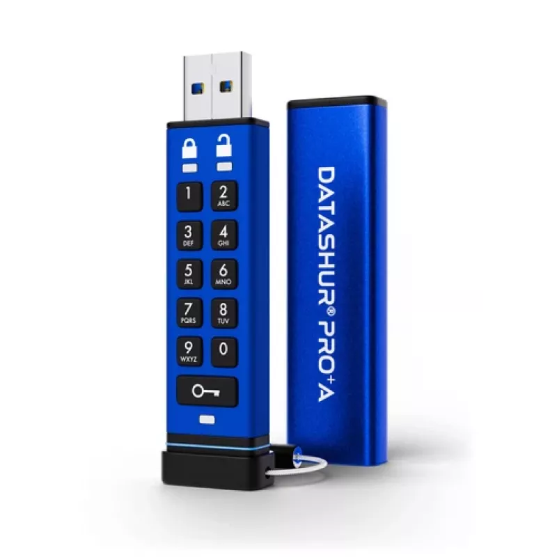 iStorage datAshur PRO+A USB 3.2 Gen 1 128GB krüpteeritud USB-mälupulk PIN-kaitsega, FIPS 140-3 Level 3, IP68, USB-C