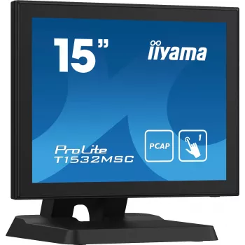 Iiyama ProLite T1532MSC-B5X 15-tolline projektiivse mahtuvusliku puutega LED-monitor - 1024x768 XGA, 10-punktiline, HDMI, DVI, VGA, USB, IP54 esikülg, 7H, kõlarid