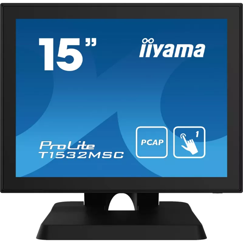 Iiyama ProLite T1532MSC-B5X 15-tolline projektiivse mahtuvusliku puutega LED-monitor - 1024x768 XGA, 10-punktiline, HDMI, DVI, VGA, USB, IP54 esikülg, 7H, kõlarid