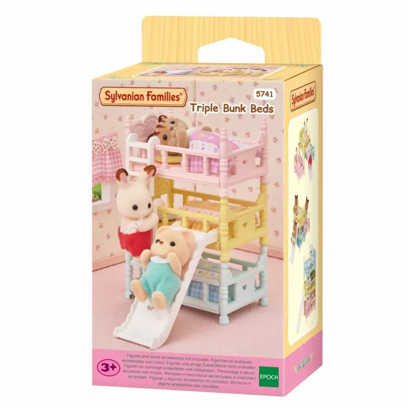 EPOCH Sylvanian Families kolmekorruselised narid - nukumaja mööbel, 3 korrust, valge roosade aktsentidega, sisaldab redelit ja 3 madratsit, beebikujudele, vanus 3+