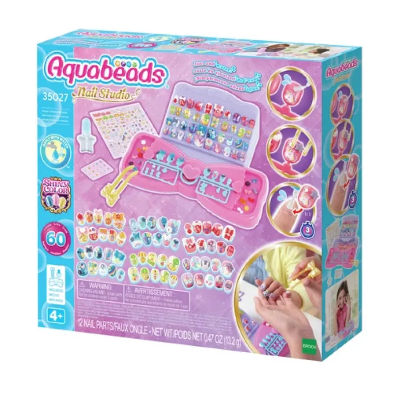 EPOCH Aquabeads Nail Studio algkomplekt - veega aktiveeritavad helmestest küünekunsti komplekt lastele, üle 100 disaini, korduvkasutatavad küüned, ilma liimita, vanus 4+
