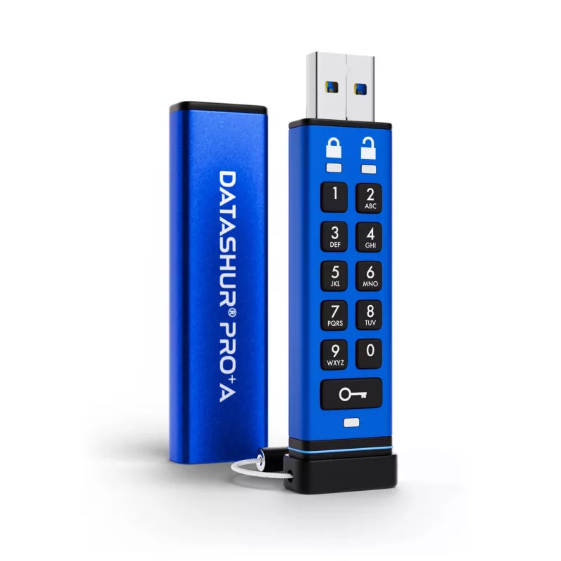 iStorage datAshur PRO+A 64GB USB-C mälupulk, AES 256-bit XTS riistvaraline krüpteerimine, PIN-koodiga autentimine, FIPS 140-2 Level 3, IP68 vee- ja tolmukindel, vastupidav alumiinium, Zero-Footprint