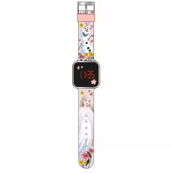 PULIO Digital Watch LED Diakakis - Frozen laste kell punase LED-ekraaniga, sinine/lilla silikoonrihm, ametlik Disney Frozen teema