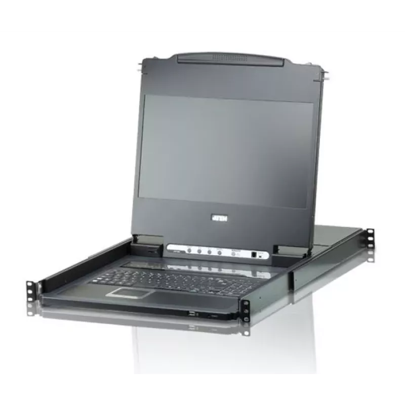 ATEN CL6708MW 19-tolline Full HD DVI-D 8-pordiline riiulile paigaldatav LCD KVM-konsool, 1U, must