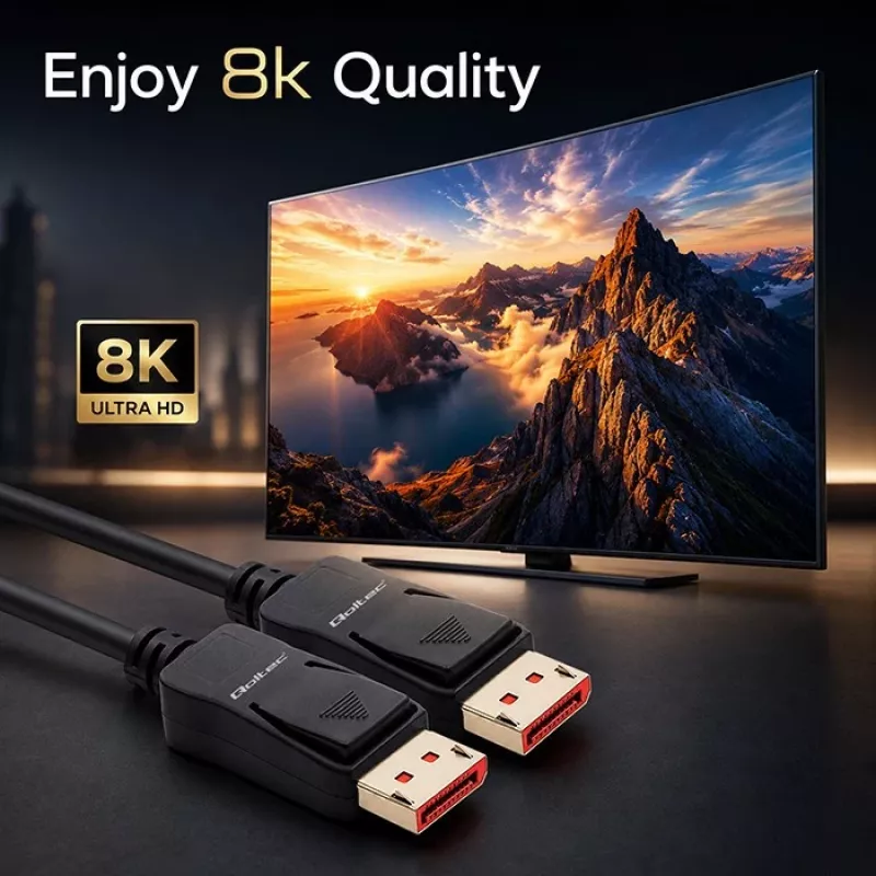 QOLTEC DisplayPort-kaabel M/M V2.1 40G 0.5m