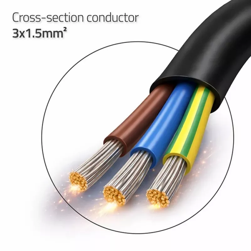 QOLTEC 54598 Schuko CEE 7/7 to Eemaldatud ja tinutatud toitekaabel 3m H05VV-F 3x1.0mm² must