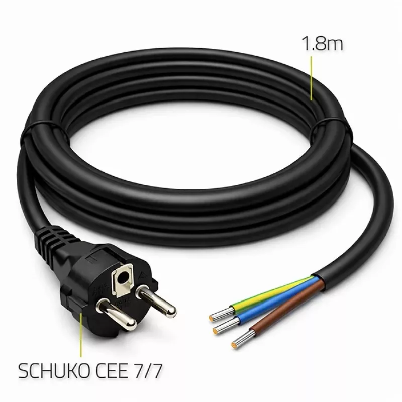 QOLTEC 54598 Schuko CEE 7/7 to Eemaldatud ja tinutatud toitekaabel 3m H05VV-F 3x1.0mm² must