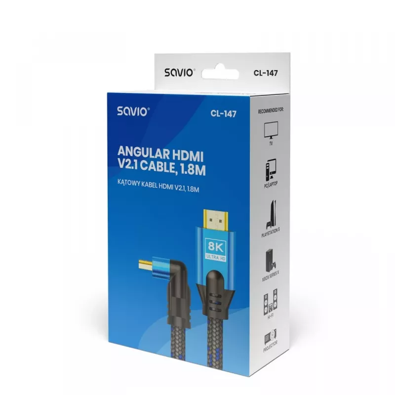 SAVIO CL-147 HDMI 2.1 kaabel 8K 48Gbps Ultra High Speed