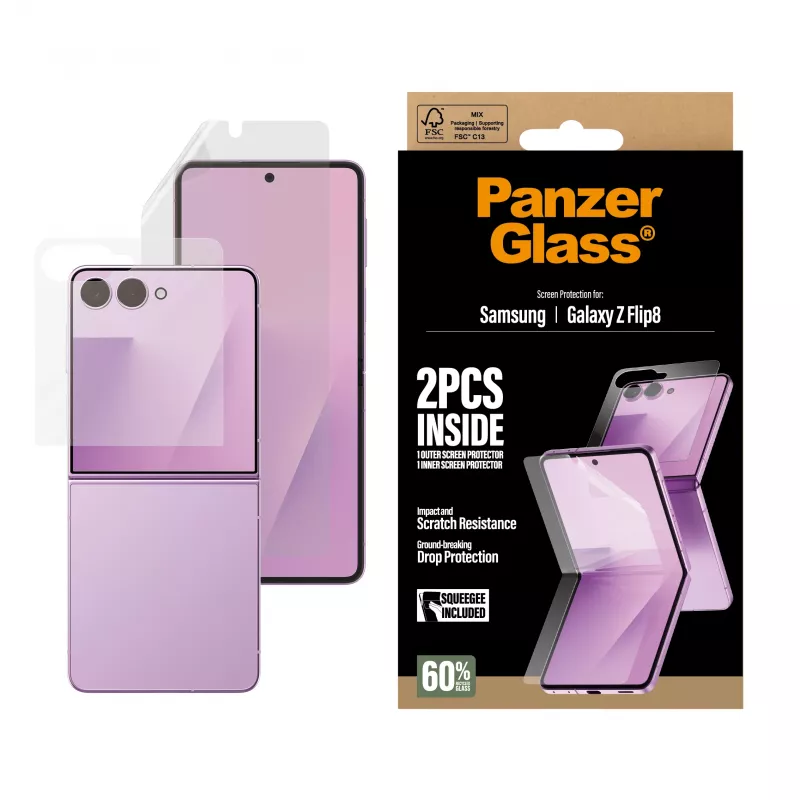 PanzerGlass PG65143 Samsung Galaxy Z Flip5 põhiekraani karastatud klaasist ekraanikaitse TPU-kilega