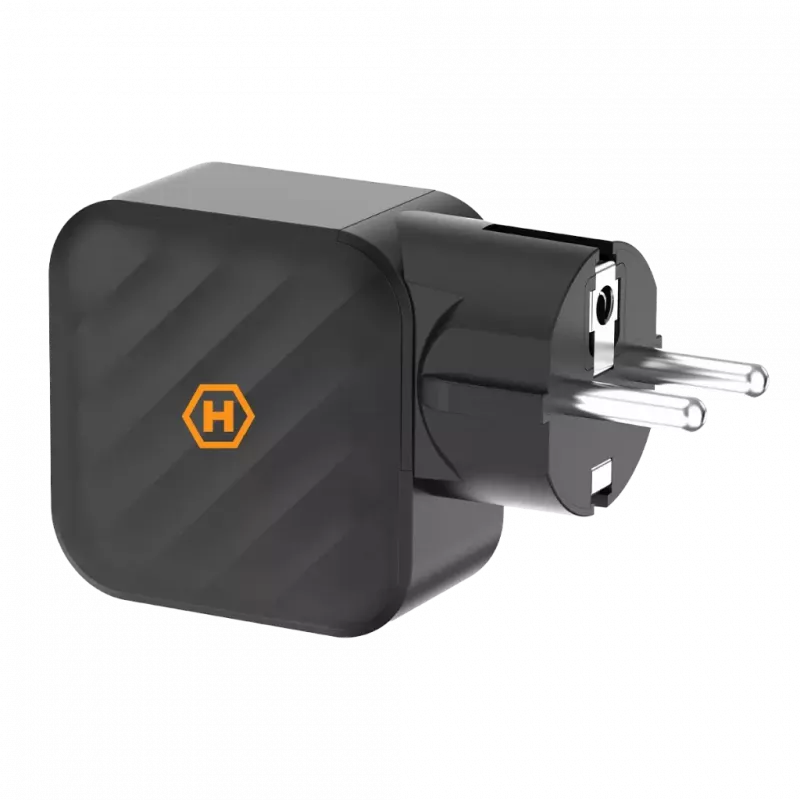 HAMMER RapidCharge 65W GaN seinilaadija - 2x USB-C PD, 1x USB-A QC, must