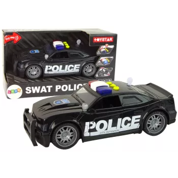 LEAN TOYS Politseiauto 1:14 RC Sõiduk Tulede ja Helidega Must