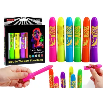 LEAN TOYS näomaalingu komplekt neon fluorestseeruvad pliiatsid 6 tk