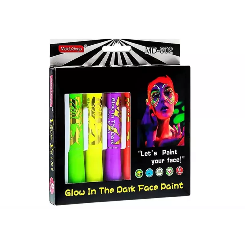 LEAN TOYS näomaalingu komplekt neon fluorestseeruvad pliiatsid 6 tk