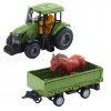 LEAN TOYS RC Kaugjuhitav traktor haagise ja hobusekomplektiga - 2.4GHz, laetav, roheline/punane, vanus 3+