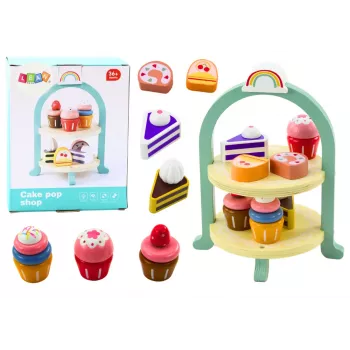 LEAN TOYS Magusakomplekt Koogid ja Cupcakes Puidust Alus