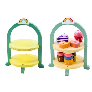 LEAN TOYS Magusakomplekt Koogid ja Cupcakes Puidust Alus
