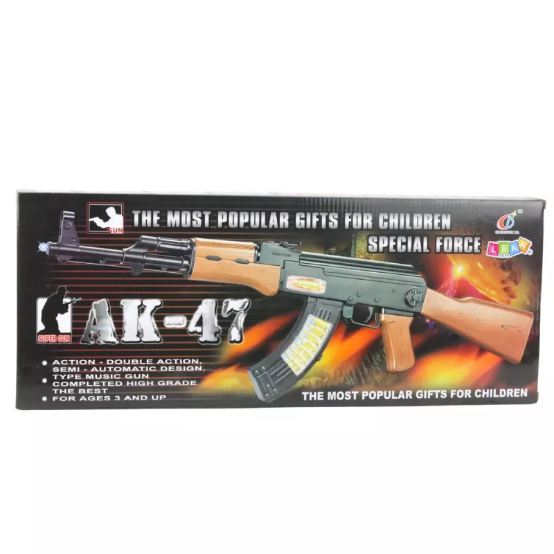 LEAN TOYS AK-47 Mängupüss lastele, tuled ja helid, 68,5 cm