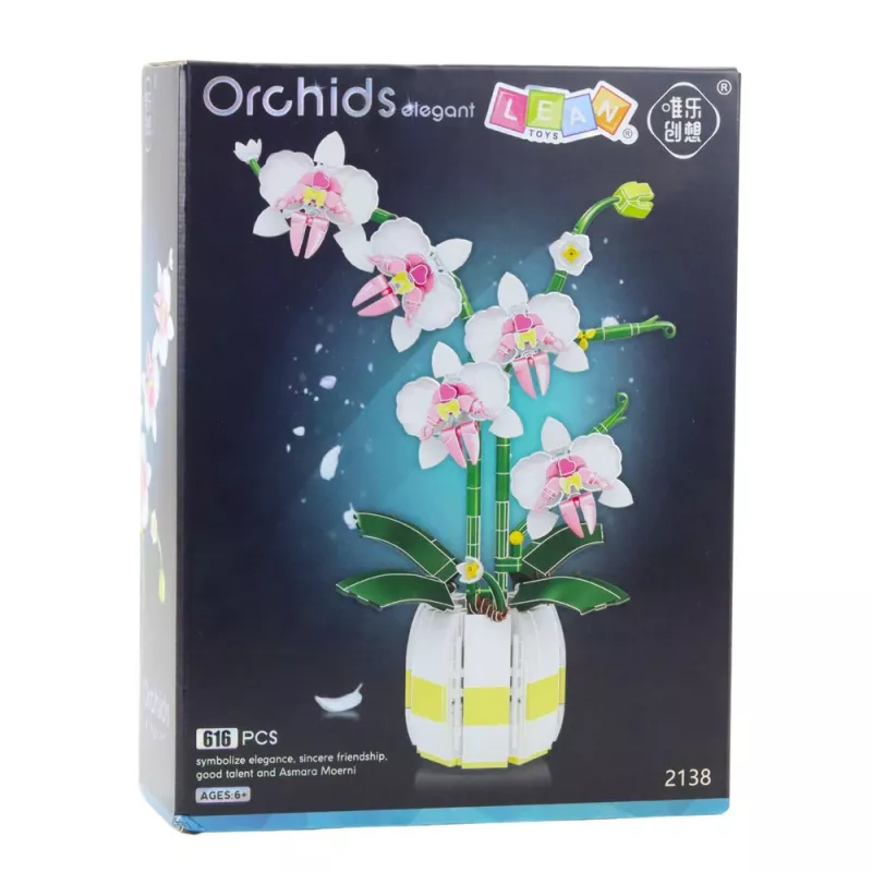 LEAN TOYS Orhidee ehitusklotsid Orhidee potis Roosa ja Valge 616 tk