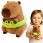 LEAN TOYS Plüšš Kapibaara rohelise päästerõnga ja konnaga, pruun, 20 cm