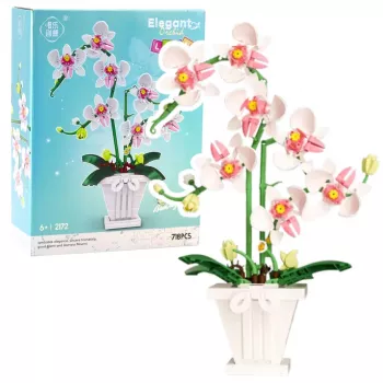LEAN TOYS Orhidee ehitusklotsid Orhidee potis Roosa ja Valge 718 tk