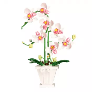 LEAN TOYS Orhidee ehitusklotsid Orhidee potis Roosa ja Valge 718 tk